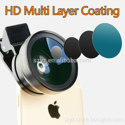 NEW 0.45X Super Wide Angle Lens + 12.5X Macro Lens Universal Clip-On Cell Phone Camera Lens for iPhone samsung galaxy s3 mini